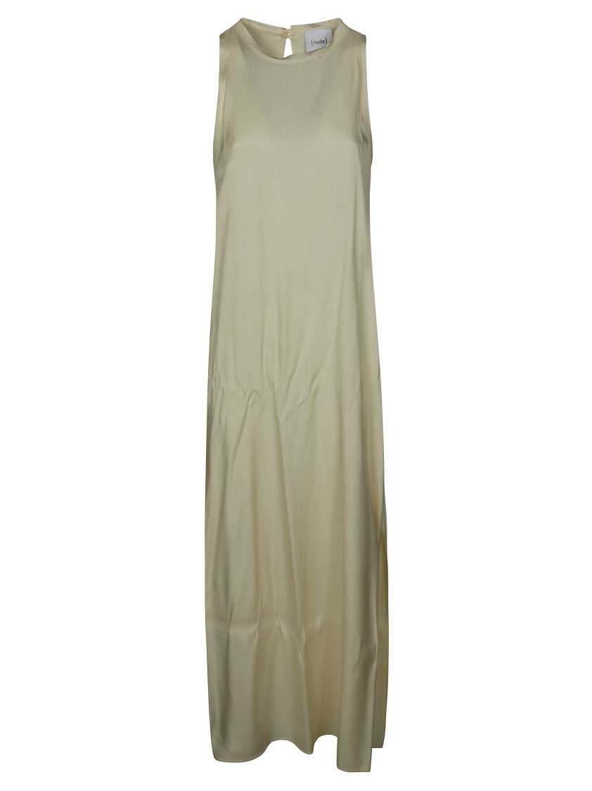 Nude Sleeveless Maxi Dress With Keyhole Back