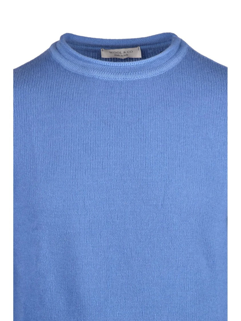 Wool & Co Merino Crew Neck Pullover In Fresh Light Blue