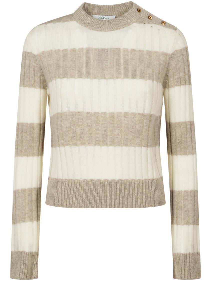 Max Mara Ribbed Top With Decorative Shoulder Buttons