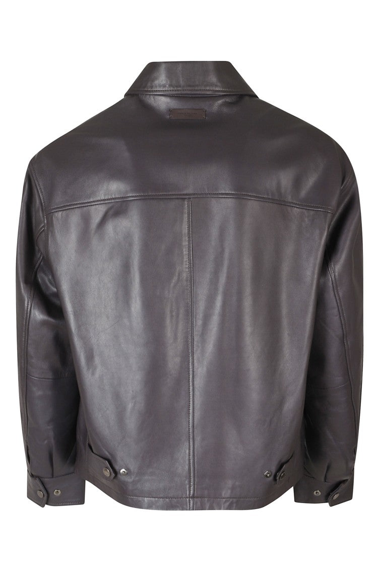 Paolo Pecora Dark Brown Slim Fit Suede Biker Jacket