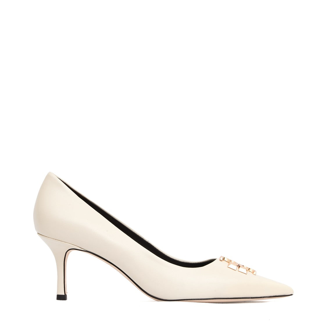 Tory Burch Beige Leather Gold Buckle 70Mm Heel Eleonor Pump