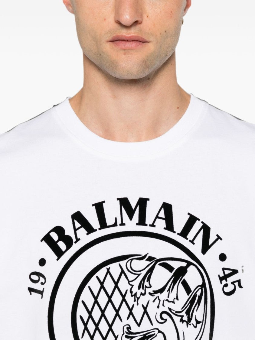 Balmain Quilted Flock Bold Graphic T-Shirt