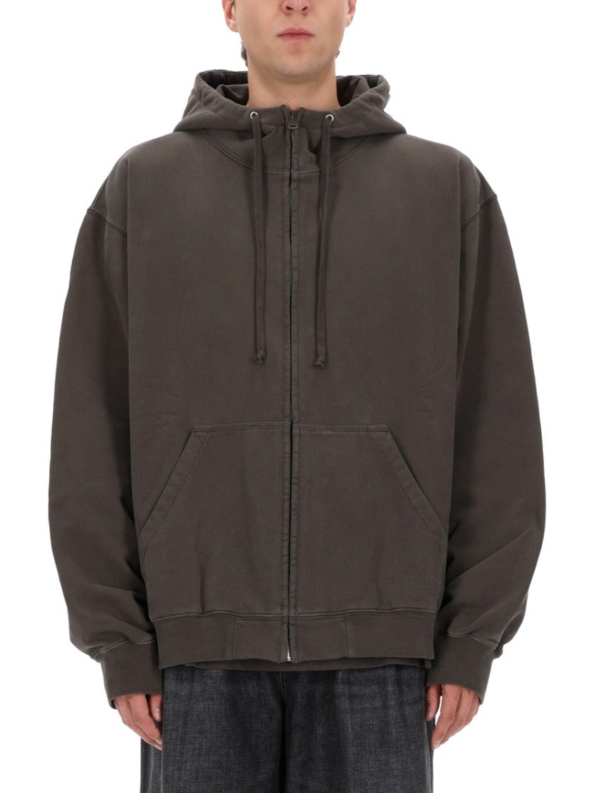 Maison Margiela Oversized Printed Text Cotton Full-Zip Hoodie