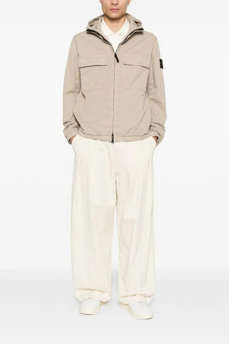 Stone Island Beige Hooded Cotton-Blend Jacket