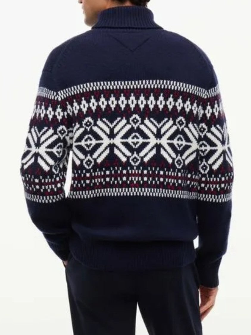 Tommy Hilfiger Fair Isle Wool Blend Roll Neck Sweater