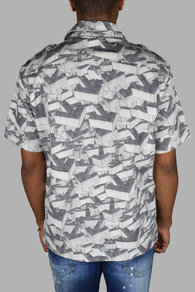 Off-White Short-Sleeved Gray Shirt With 3D Arrow Pattern