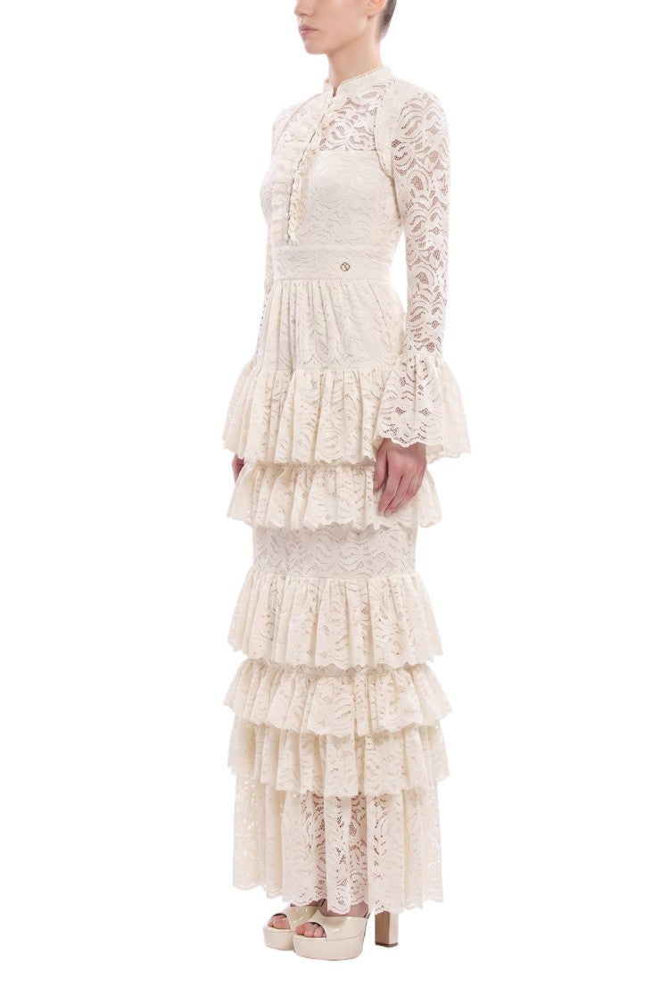 Saiid Kobeisy Ruffled Lace Long Dress