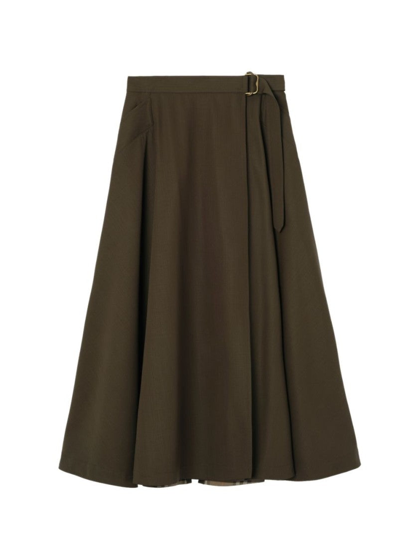 Burberry Wool Twill Midi Skirt