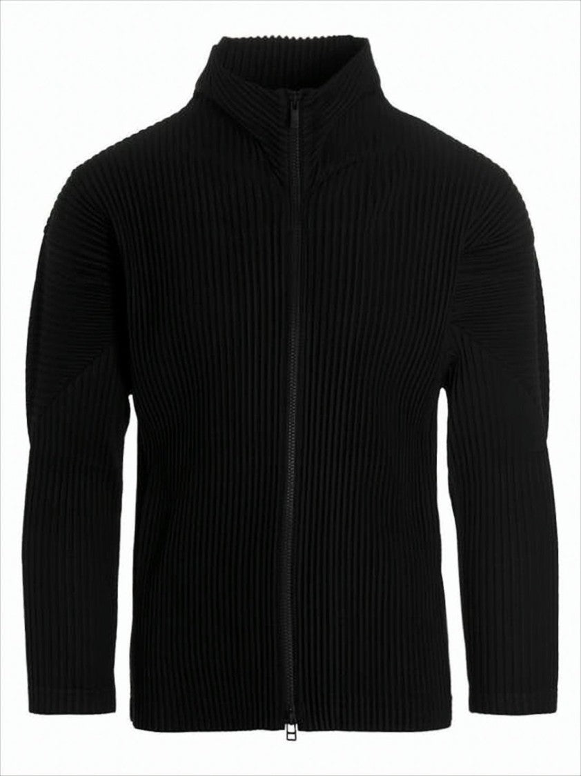 Homme Plissé Issey Miyake Pleated Texture Jacket With High Collar