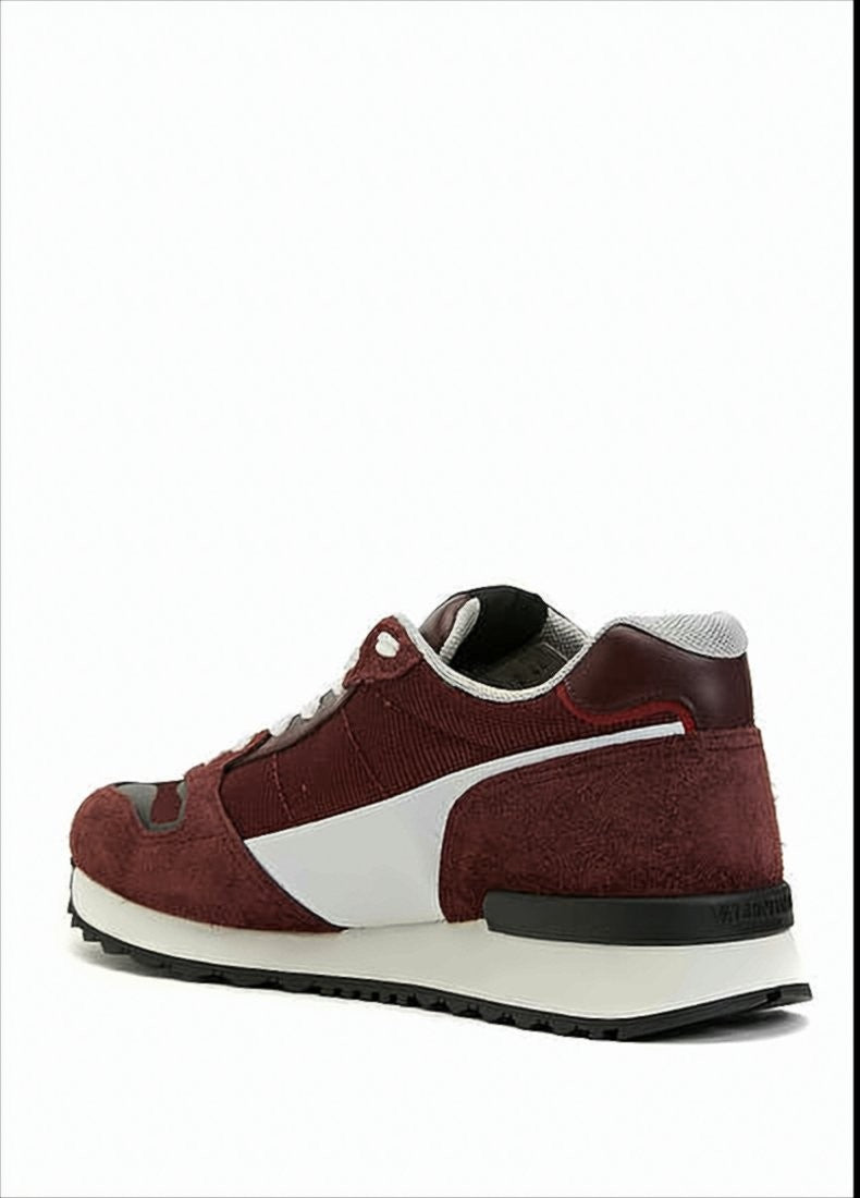 Valentino Garavani Burgundy Leather And Suede Low-Top Sneakers