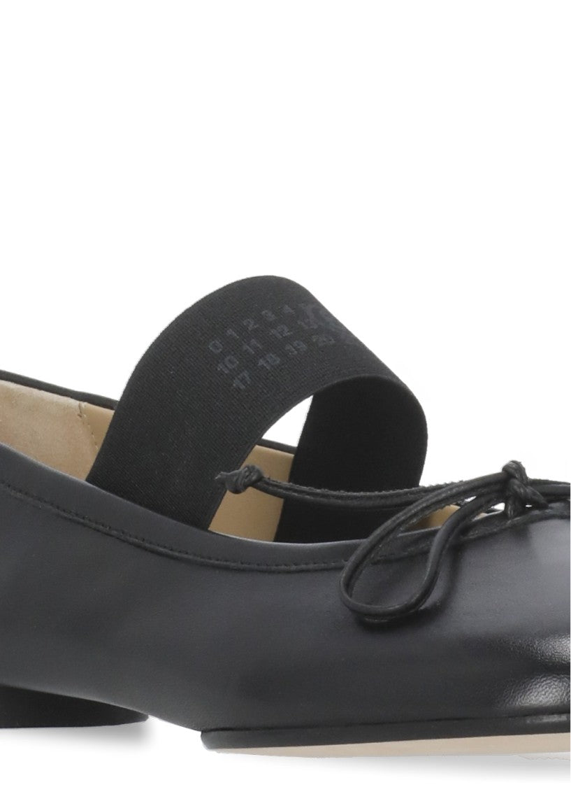 Mm6 By Maison Margiela Squared Toe Leather Ballerinas