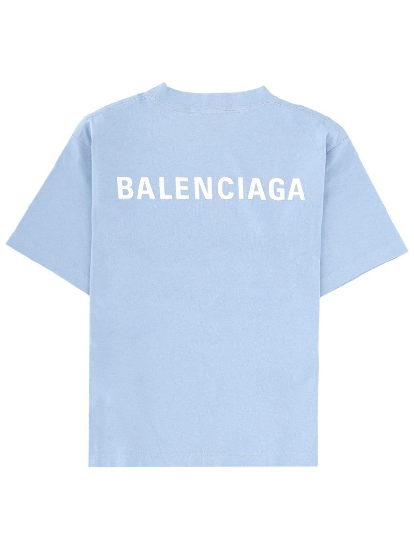 Balenciaga Light Blue Medium-Fit Cotton T-Shirt