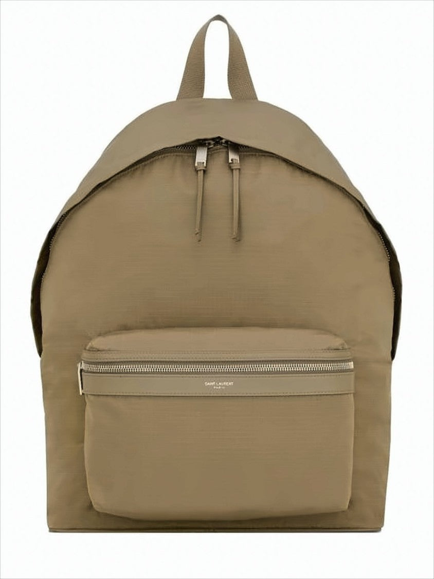 Saint Laurent Minimalist Beige Backpack With Silver Hardware