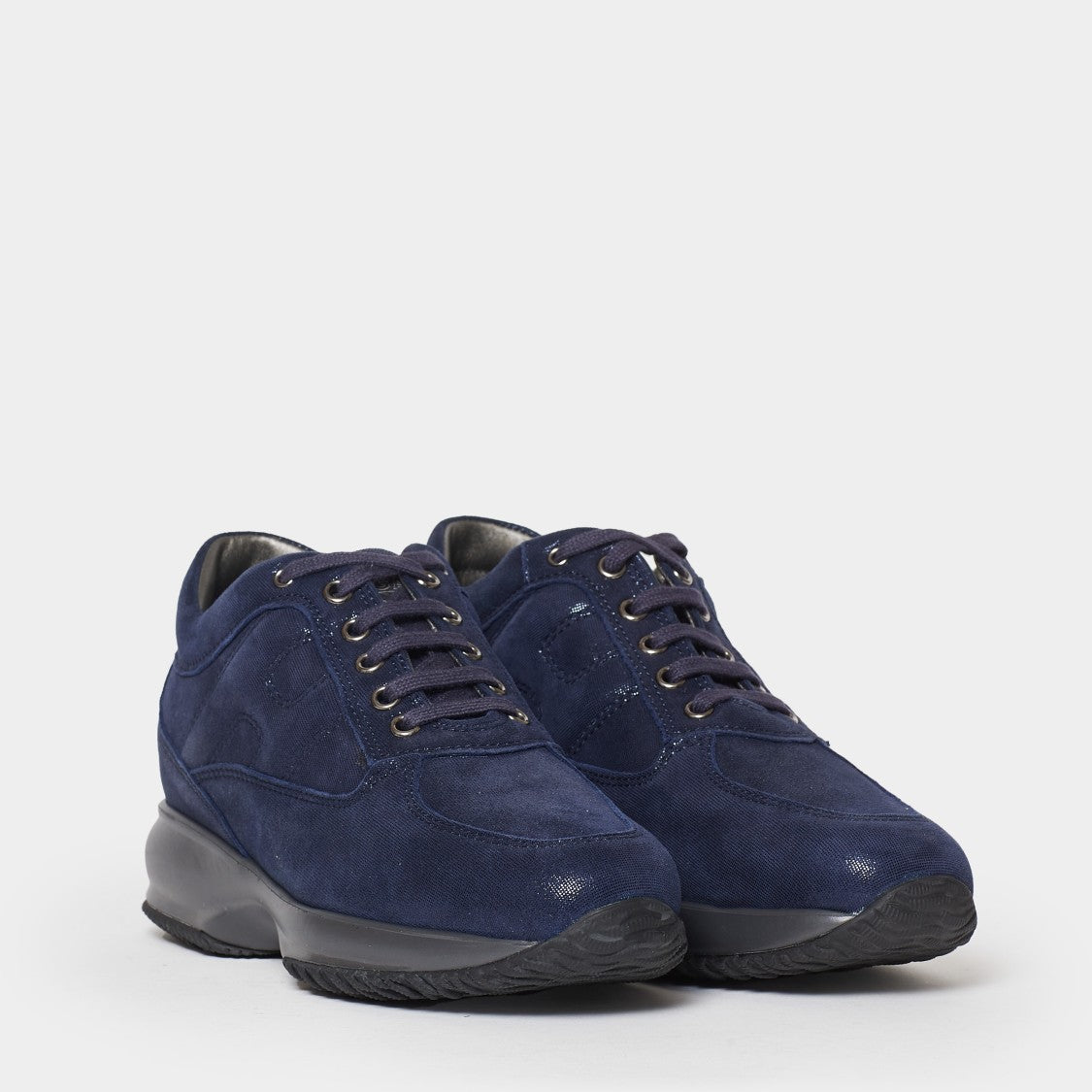 Hogan Soft Suede And Lurex Interactive Sneakers