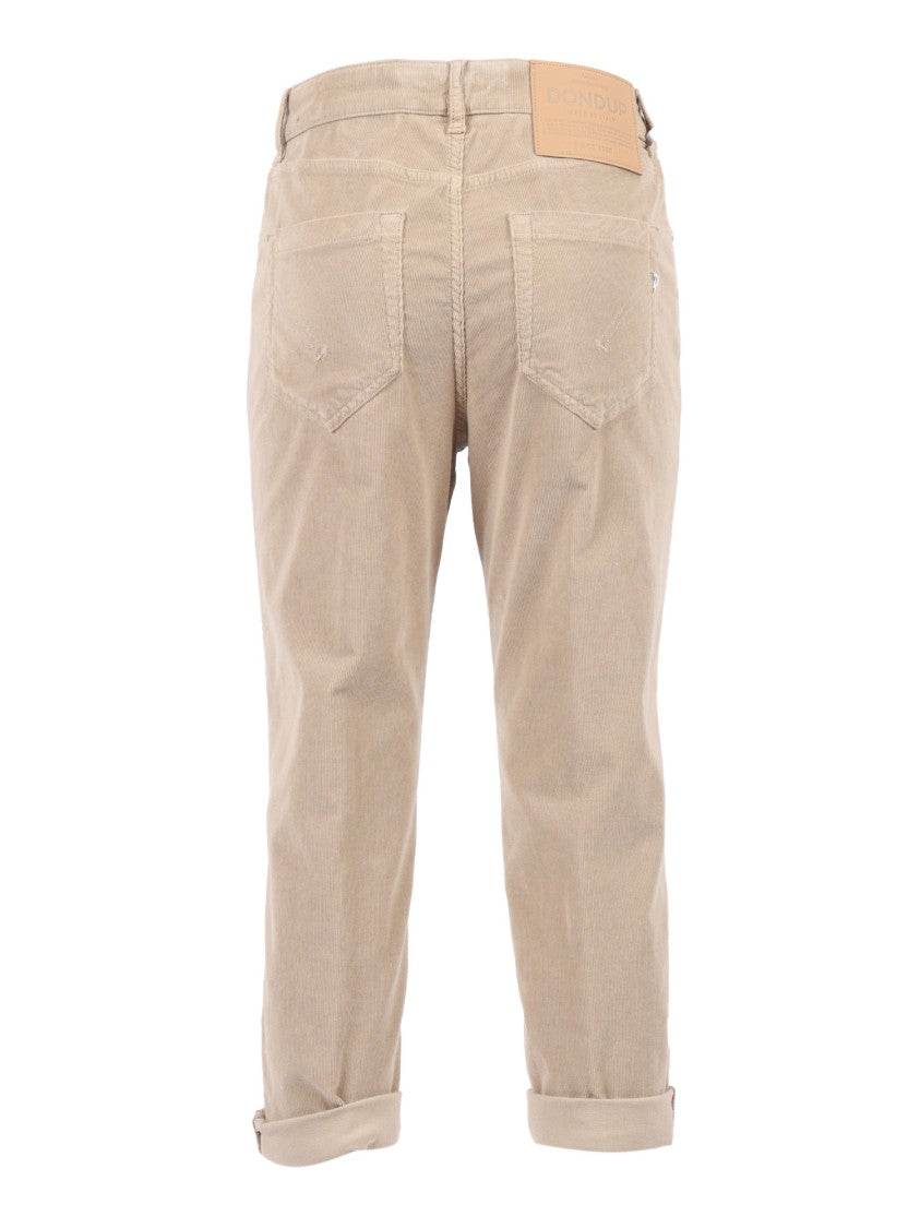 Dondup Five-Pocket High-Waisted Pants With Rolled Cuffs And Decorative Buttons