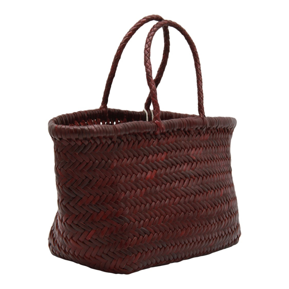 Dragon Diffusion Brown Rectangular Woven Braided Handle Handbag