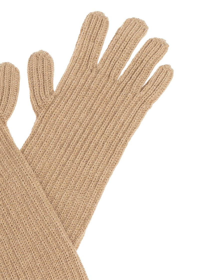 Moschino Two-Tone Ribbed Long Gloves