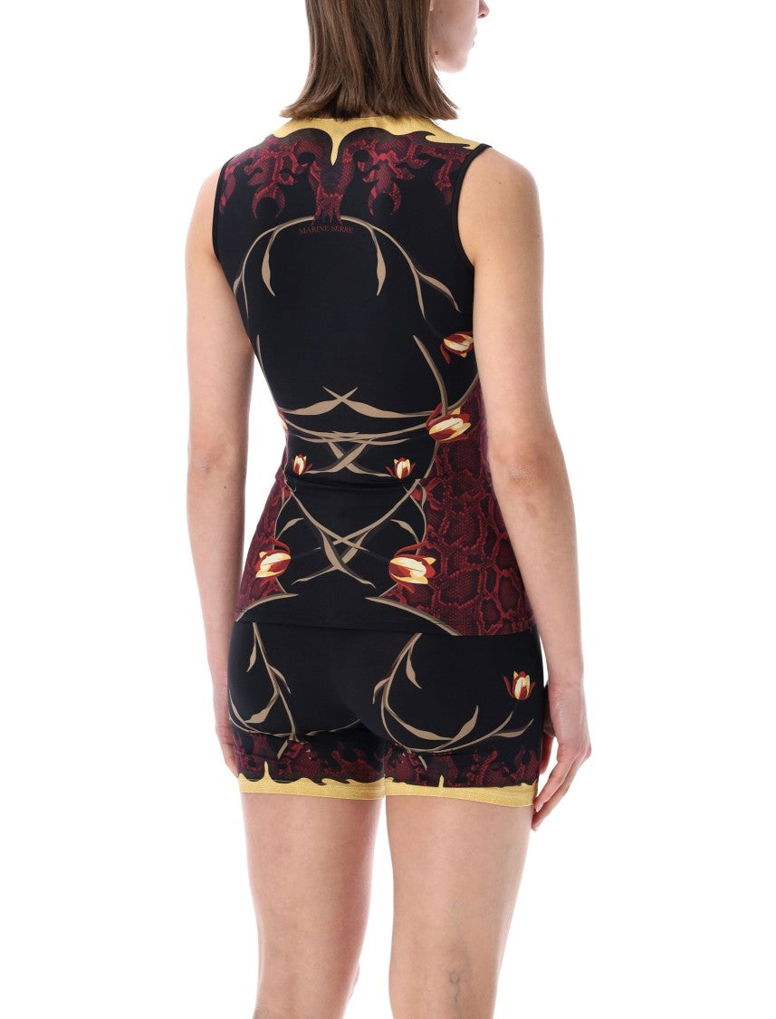 Marine Serre Floral Print Jersey Tank Top
