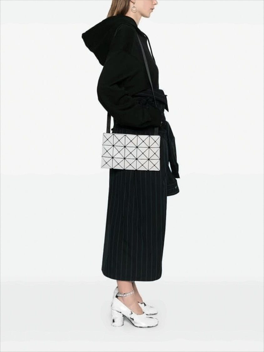 Baobao Geometric White Pvc Shoulder Bag With Adjustable Strap