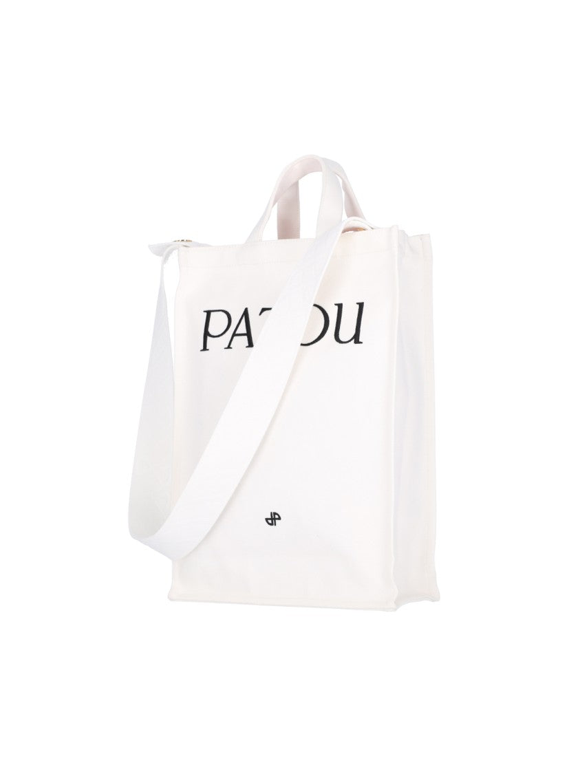 Patou Vertical Logo Tote Bag – White