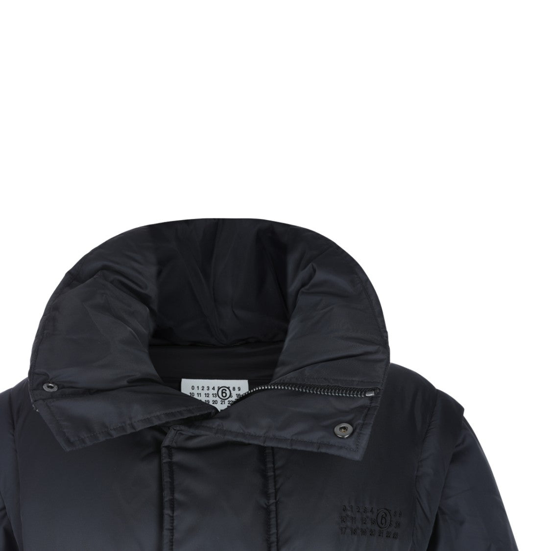Mm6 By Maison Margiela Midi-Length Black Down Jacket With High Collar And Insulated Design