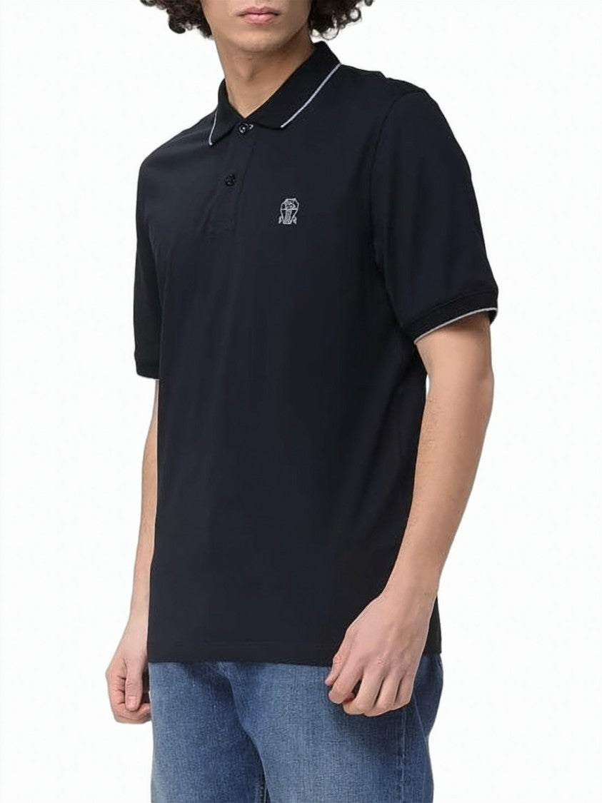 Brunello Cucinelli Short-Sleeve Polo Shirt With Contrast Piping