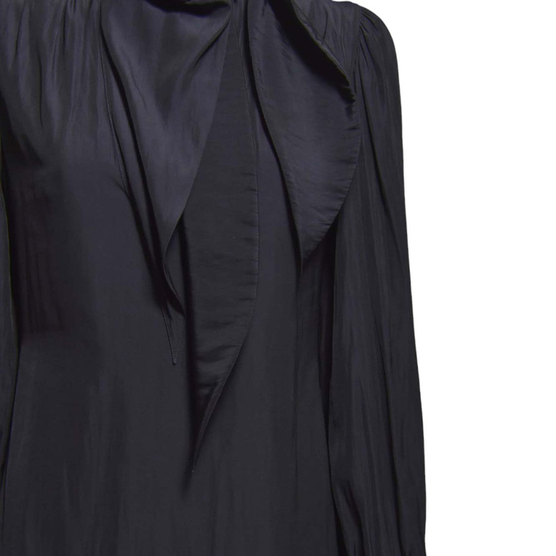 Lanvin Mini Dress In Black Satin With Bow