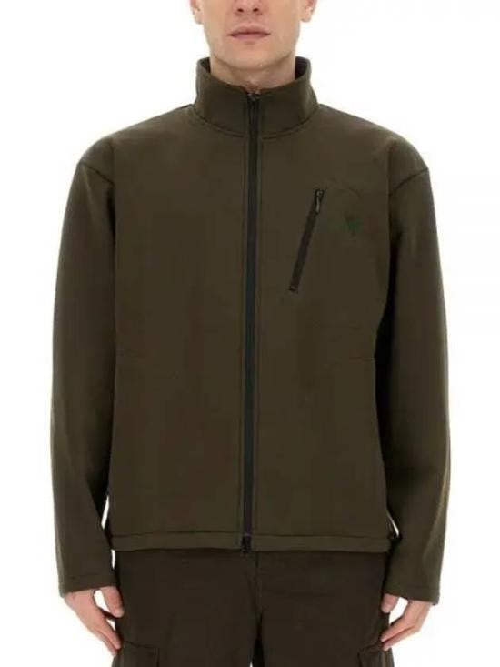 South2 West8 Minimalist Brown Zip-Front Jacket With High Collar