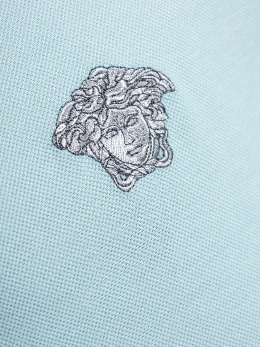 Versace Pale Blue Medusa Head Tipped Polo