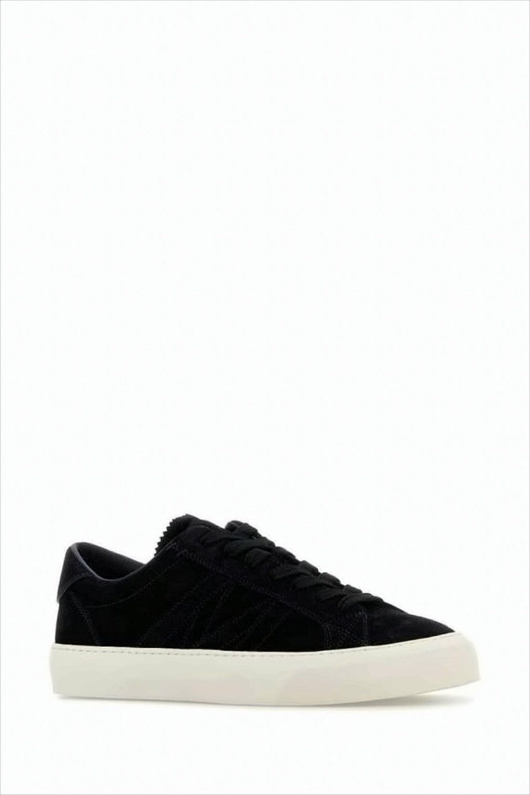 Moncler Minimalist Black Suede Low-Top Sneakers With White Rubber Sole