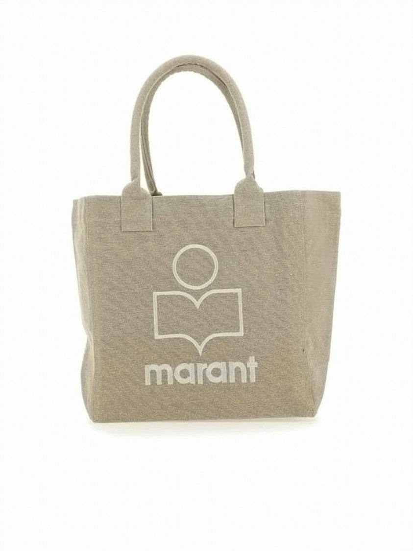 Isabel Marant Rectangular Cotton Tote Bag With White Graphic Logo