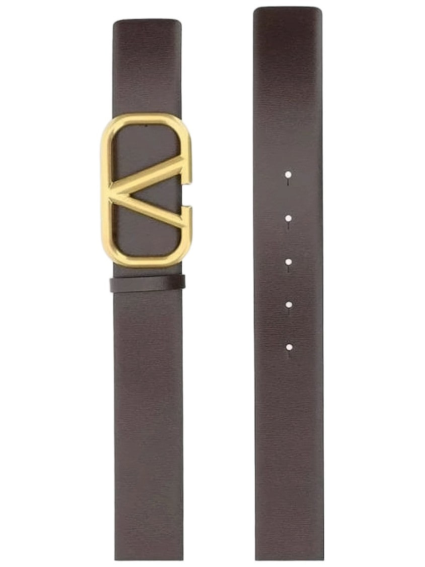 Valentino Garavani Dark Brown Cowhide Leather Belt