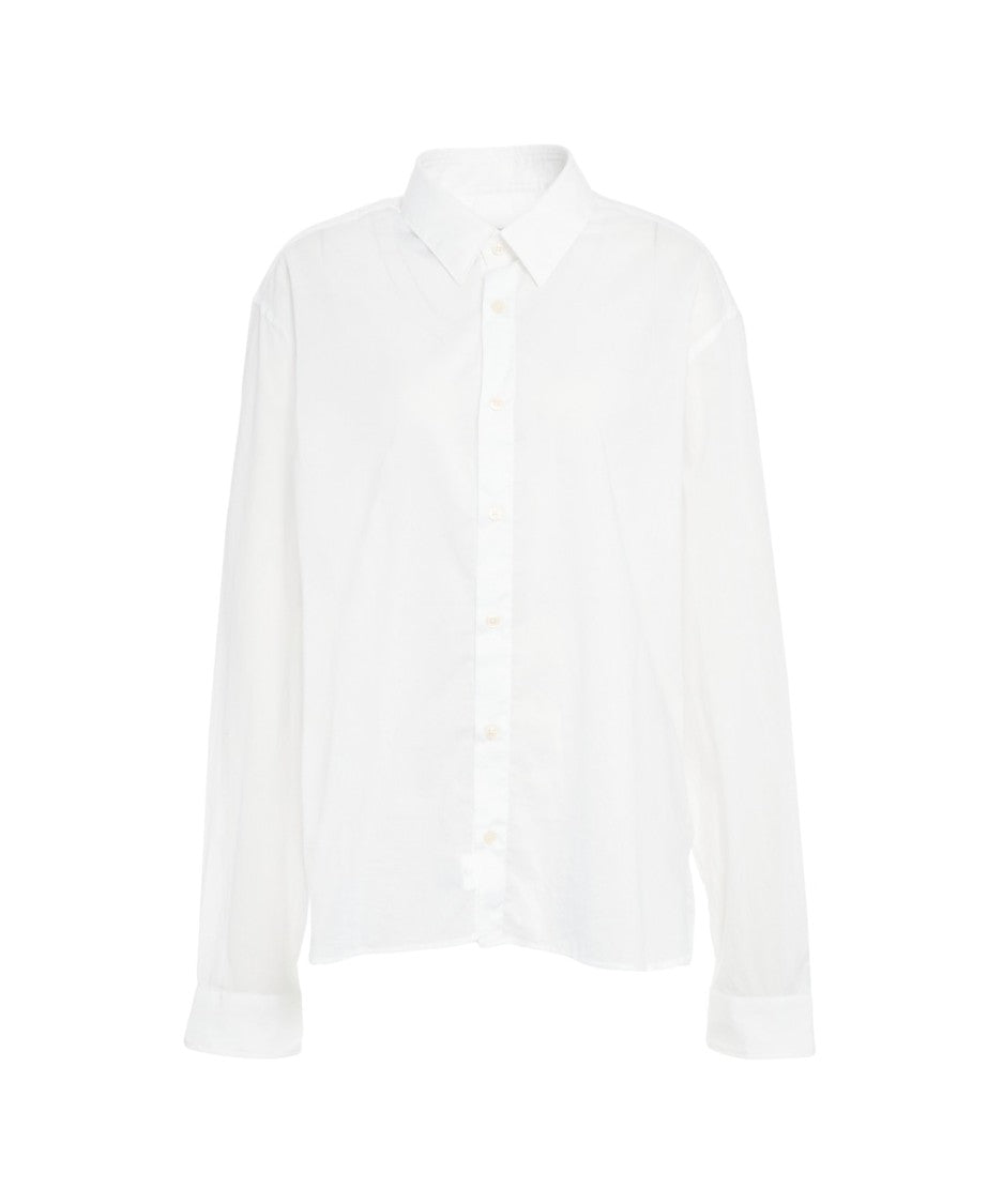 Robert Friedman White Cotton Shirt With Rounded Hem