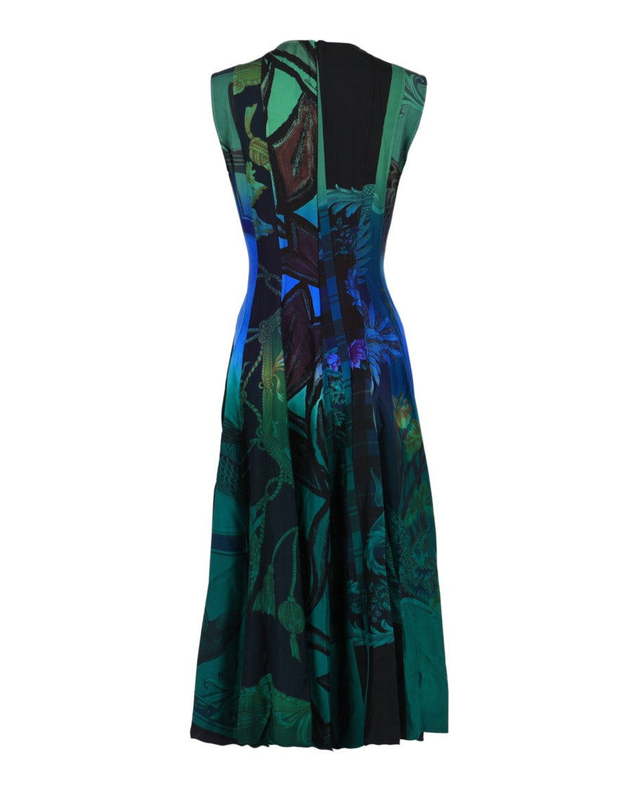 Ferragamo Sleeveless Graphic Printed Silk Midi Dress