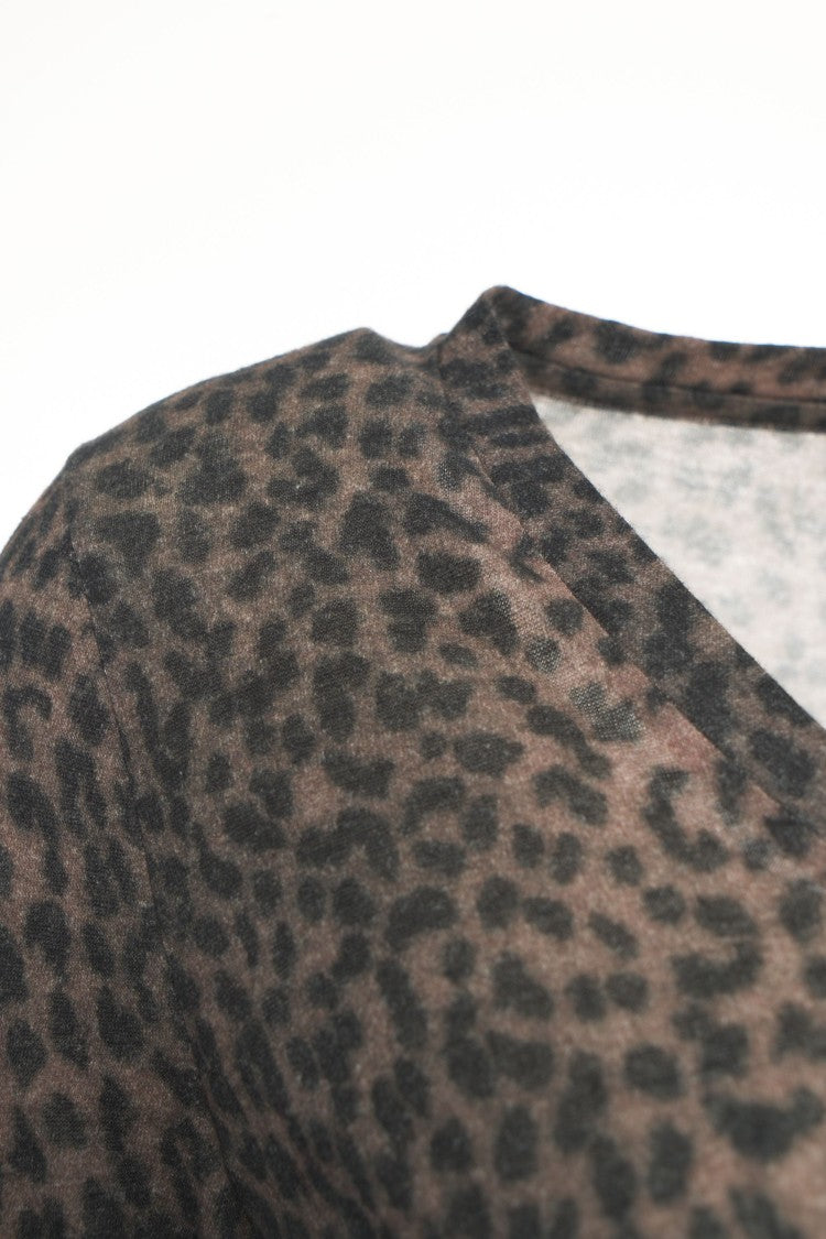 Majestic Filatures V-Neck Long-Sleeved Top With Animal Print Design