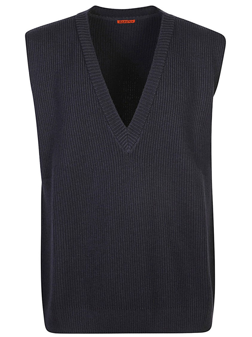 Barena Sleeveless V-Neck Sweater With Ribbed Texture And Relaxed Fit