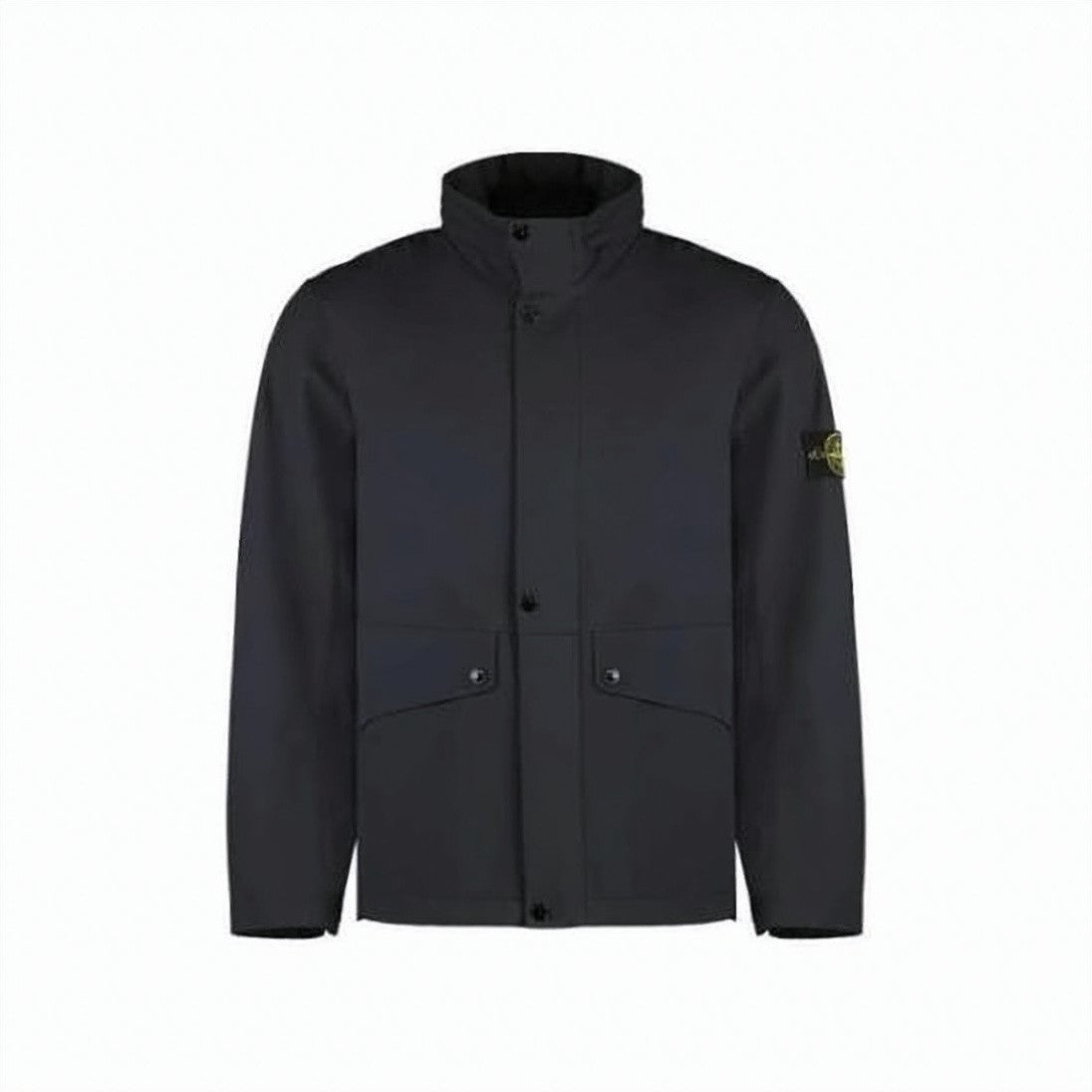 Stone Island Black Jacket With High Collar