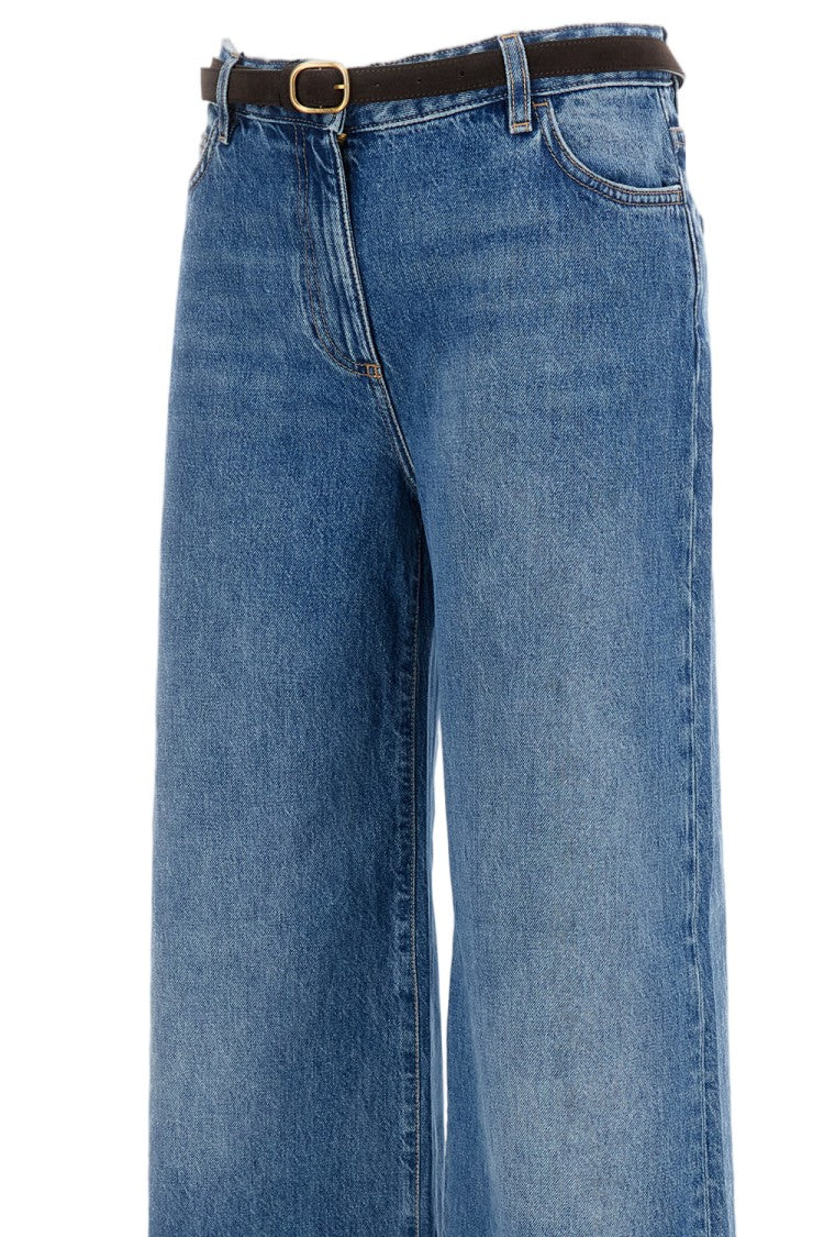 Elisabetta Franchi Blue Wide Palazzo Leg Denim Jeans