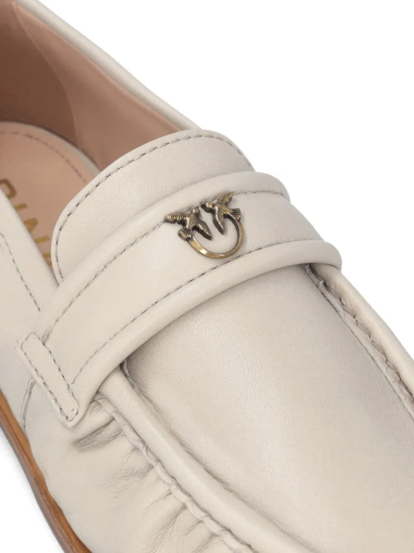 Pinko Beige Leather Loafers