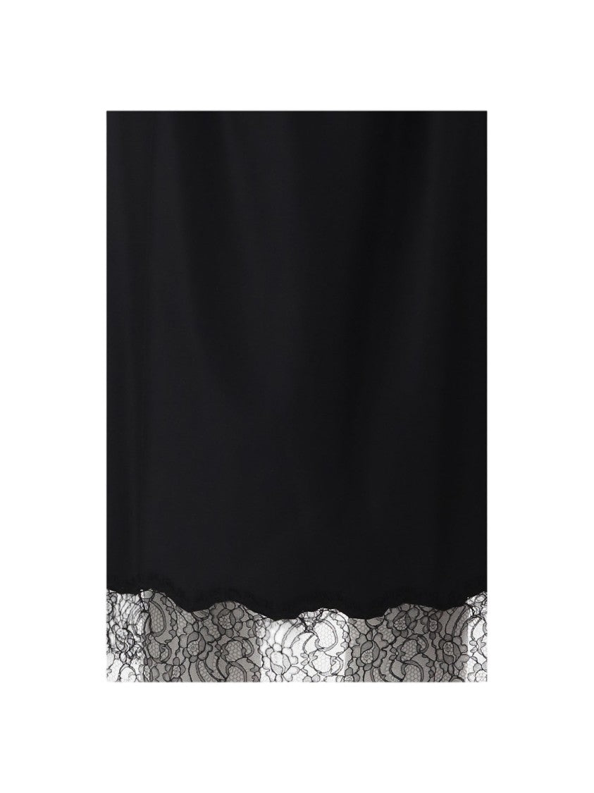 Carven Black Lace-Trimmed Wool Midi Skirt