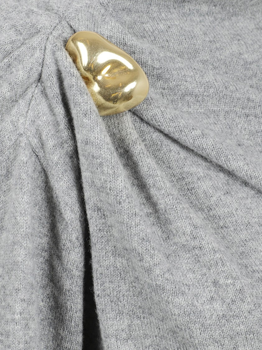 Fabiana Filippi Midi Dress In Grey Wool With Gold-Tone Embellishment