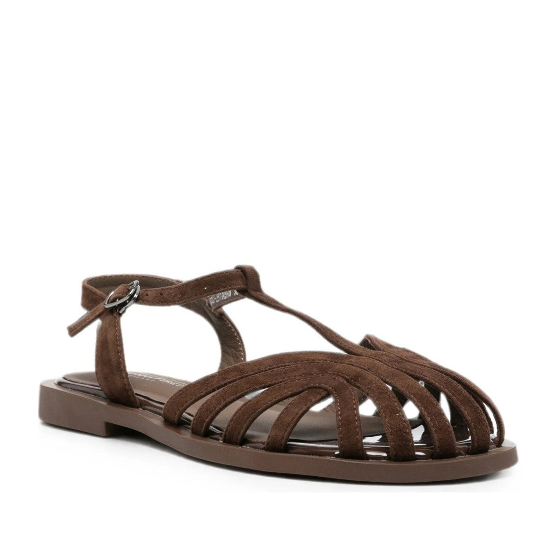 Adrianna Feretti Brown Curved Straps Ankle Buckle Suede Sandals