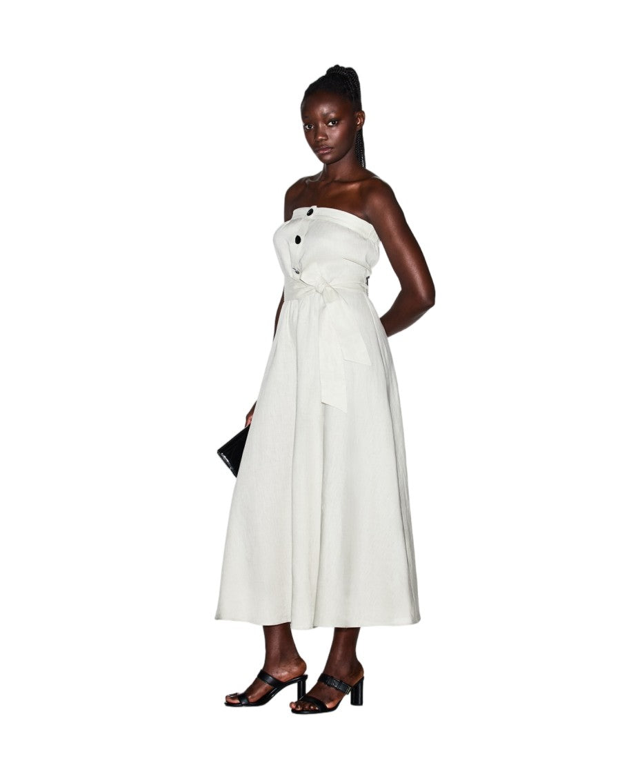 Armani Exchange Linen Popeline Self-Tie Invisible Zip Maxi Dress