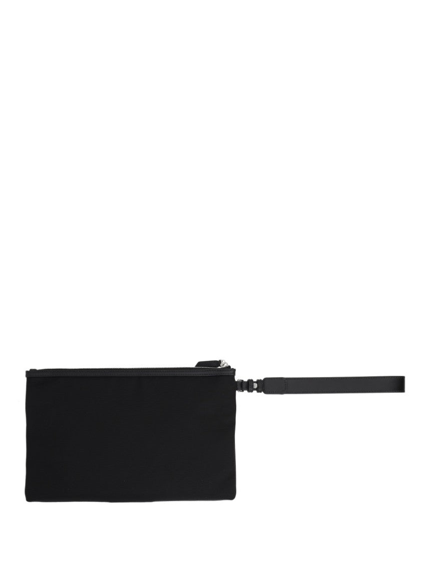 Bally Black Code Vertical Stripe Polyamide Pouch