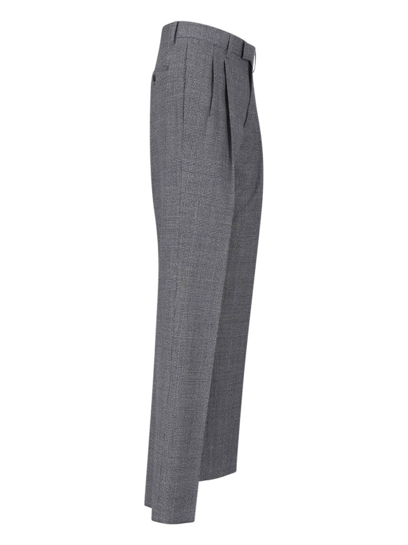 Lardini Grey Virgin Wool Straight-Leg Pants