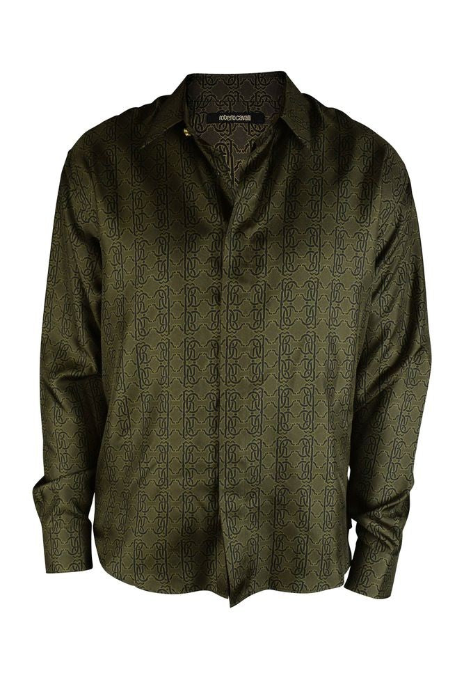 Roberto Cavalli Silk Shirt With Monogrammed Rc Print