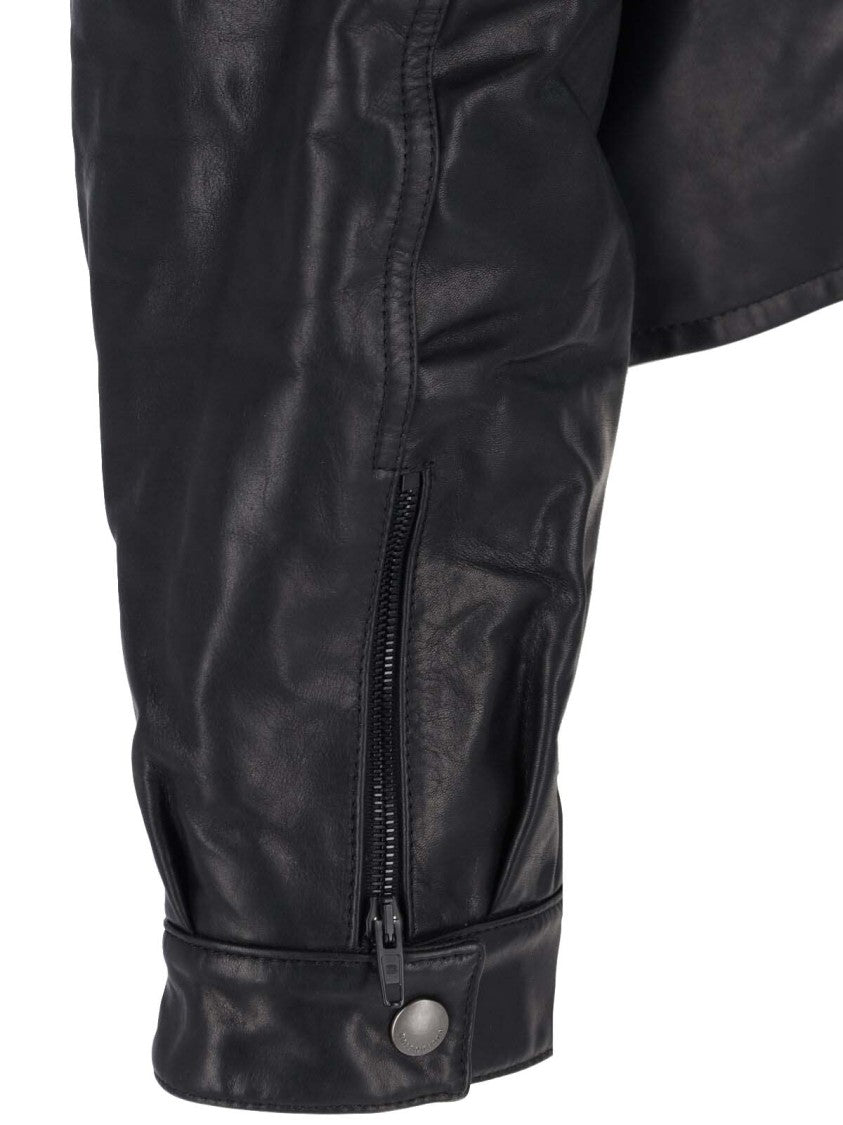 Balenciaga Leather Zip Jacket Black