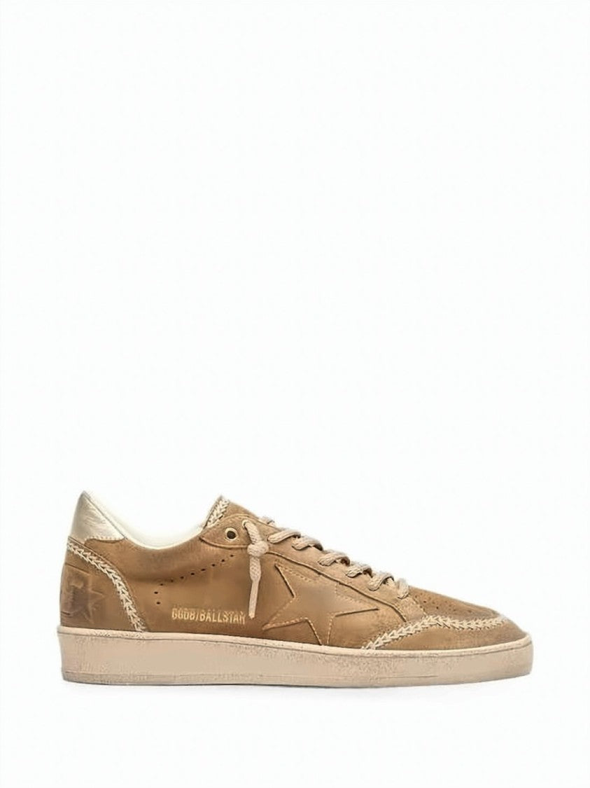 Golden Goose Brown Suede And Mesh Low-Top Sneakers With Star Detail