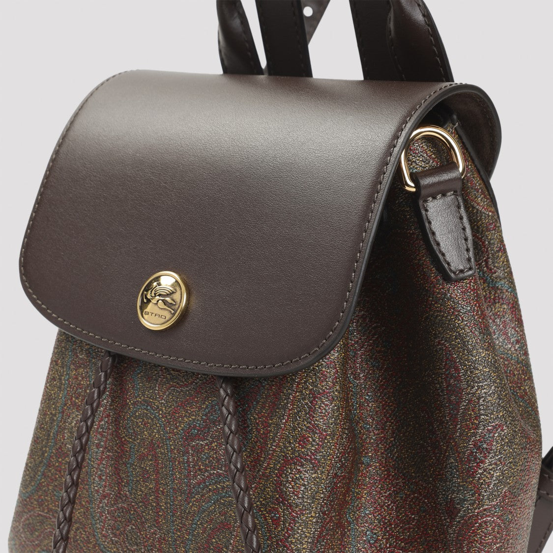Etro Paisley-Patterned Bucket Backpack Bag With Leather Accents