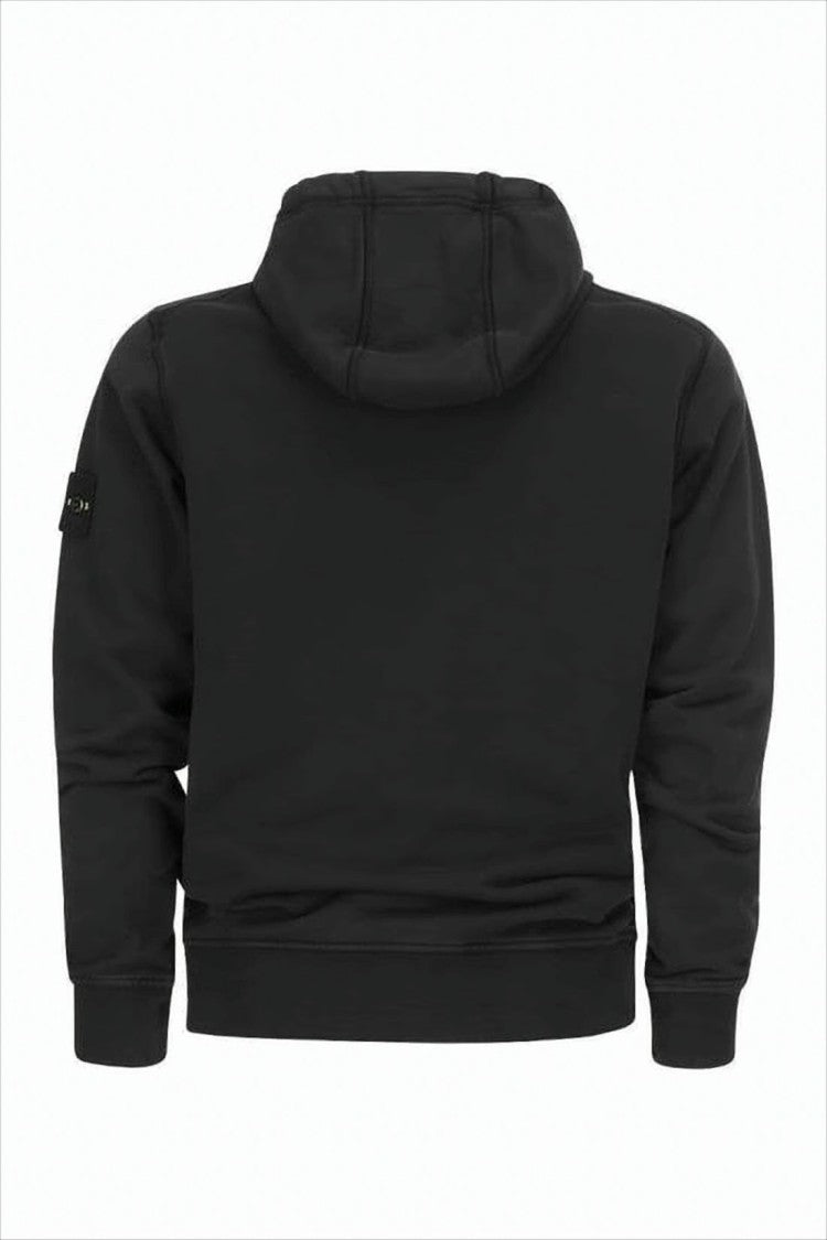 Stone Island Black Hooded Sweatshirt With Iconic Embroidered Patch